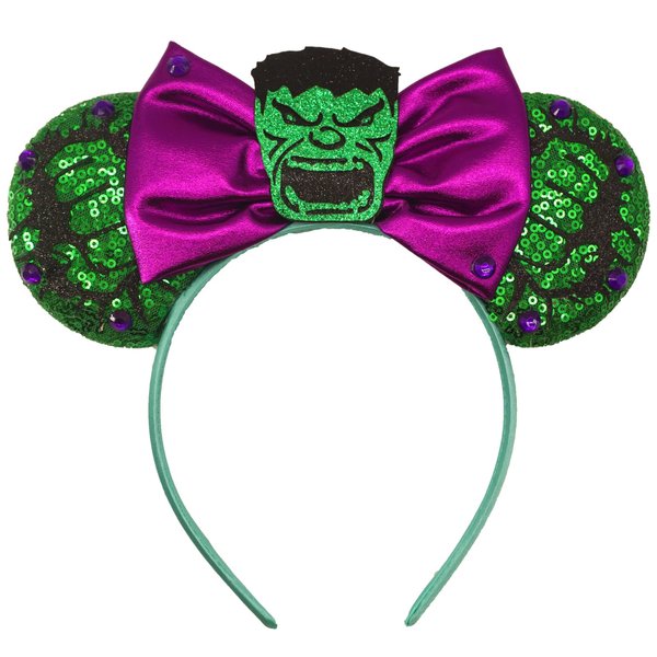 ZHENNAN Mouse Ears Headbands for Women, Glitter Green Man Bows Ears Headbands for Men, Costume Cartoon Themed Events Birthday Party Decorations Hair Accessoires