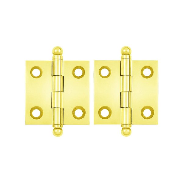 Deltana CH1515CR003 - One Pair of Solid Brass 1 1/2" x 1 1/2" Cabinet Hinges with Ball Tips in PVD