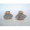Generic Tiny mini rose gold metal oval or leaf shaped hair claw clips with crystals (Pattern: Leaf)