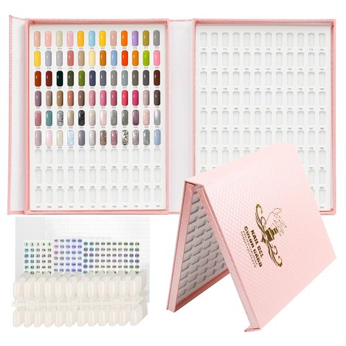 Professional 216 Nail Colors Chart, Nail Gel Polish Organizer Display Card Book, Nail Art Salon Nail Swatch Stick Card board Painting Practice Book