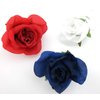 Red White and Blue Roses 3 1/2 Inch Silk Flower Hair Clips with Teeth
