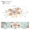 Leaf Bridal Hair Clip for Women White and Gold Hair Side Comb for Bride Wedding and Party Accessory
