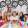 12 Pcs 18 Inch Black and White Checkered Balloons, Car Wheel Balloons Checkered Race Car Balloons Wheel Foil Balloons for Racing Theme Birthday Party Decoration Supplies