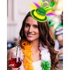 St. Patrick's Day Green Mini Hat Headband Feathered Fascinator with Mardi Gras Beads for Saint Patrick's Day Costume Accessories Irish Party Favor Decorations for Women Girls