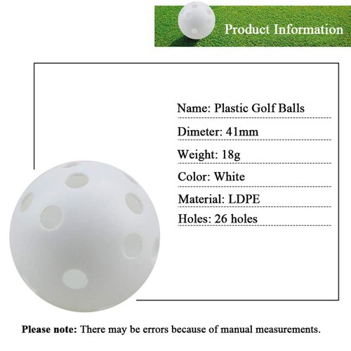 FUNZON Practice Golf Balls, 25 Pack Plastic Airflow Hollow Golf Balls for Driving Range, Swing Training, Lightweight, Training Golf Balls Indoor/Outdoor Use (White)