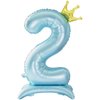 42 Inch Standing Blue Number Balloons With Crown, 2nd Birthday Balloons for Boys Girls, 2nd Birthday Party Decoration Supplies, Happy Birthday Balloons. (Blue 2)