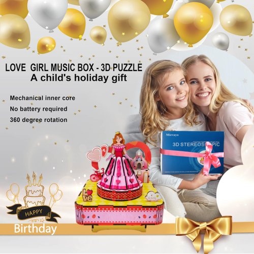 Mievayo 3D Puzzles for Adults Girl Birthday Gift Wooden Puzzle Music Box DIY Model kit for Sisters, Children, Nieces, Mothers, Granddaughters