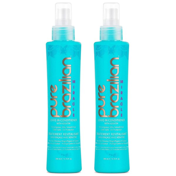 Pure Brazilian Leave-in Conditioner - Nourishing Leave-in Hair Treatment Enriched With Keratin to Fortify and Strengthen Your Hair - Pack Of 2 (6.78 Ounce / 200 Milliliter)
