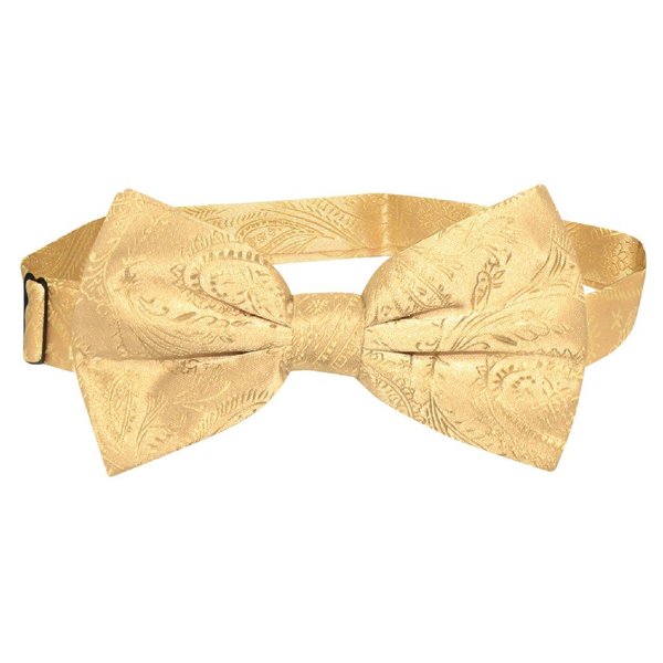 Vesuvio Napoli BOWTIE Gold Color Paisley Color Men's Bow Tie for Tuxedo or Suit