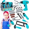 Kids Tool Set - Toddler Tool Set with Toy Drill and Tool Box, Pretend Play Construction Tools Toys Gift for Toddlers Kids Girls Boys Ages 3 4 5 6 7 Year Old (Blue)