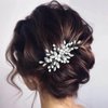 Casolvx Handmade Pearl Crystal Hair Comb Silver Hair Comb Pearl Crystal Wedding Accessories Crystal Hairpin Bridesmaid Gift Pearl Hair Comb for Women and Teen girls (Silver)