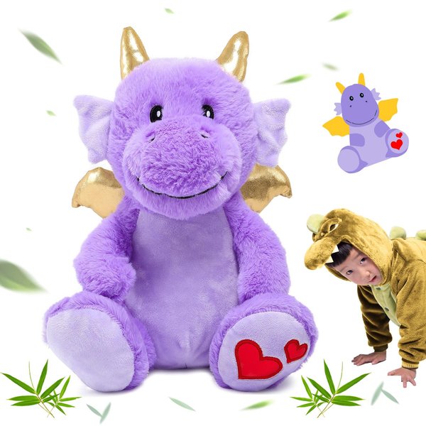 Emoin Dinosaur Stuffed Animal 11.8 Inch Cute Dinosaur Plush Toy Cool Dinosaur Plushie with Wings Cartoon Flying Dinosaur Pillow Cushion Doll Gifts for Baby Kids Boys Girls