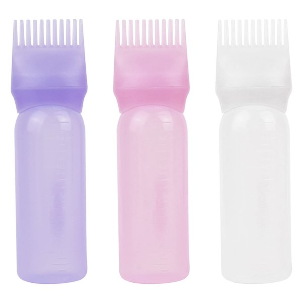 Framendino, 3 Pack Applicator Bottle Hair Dye Bottle Root Applicator Comb with Graduated Scale for Salon Hair Coloring Dyeing