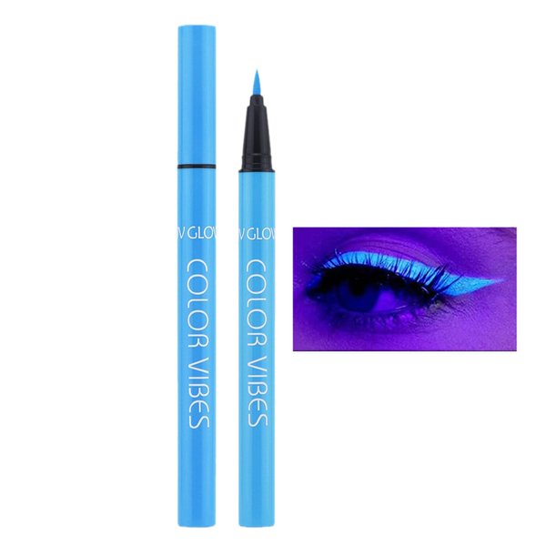 Wismee UV Glow Neon Liquid Eye liner, Matte Colored Eye liners Pen, Rainbow Colorful Neon Eye liner Pencil Pigmented Waterproof Smudgeproof Long Lasting Eye Liner for Halloween Christmas Makeup (Blue)