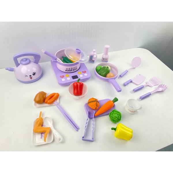Toddler Kitchen Accessories, Toy Pots and Pans for Kids Kitchen Set, Pretend Cooking Toys for Boys and Girls Aged 3 4 5 6(Purple)