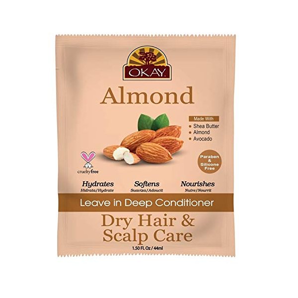 Okay Almond Dry Hair & Scalp Care Leave in Deep Conditioner, 1.5 Ounce (6 Pack)