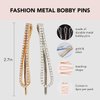 Kitsch Rhinestone Bobby Pins, 4 Pcs Wedding Hair Pins for Bridal Hairstyles, Fancy Hairpins & Hair Accessories, Sparkling Teardrop Shape Barrettes for Women & Girls, Metal Hair Clips, Gold & Silver