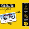 Personalized Mini License Plate | Choose from All 50 States | Bike License Plate | 7 x 4 inch | Custom License Plate for Kids Toy Car and Wagons | Golf Cart Accessories | ATV & Motorcycle (Arkansas)