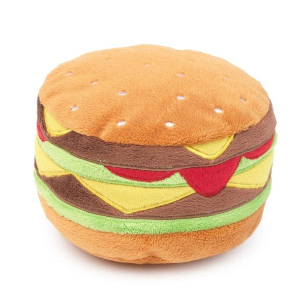 Fuzzyard Foodie Dog Toys for Playtime, Squeaky Plush for All Breed Sizes (Cheeseburger)
