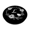 Cell Phone Pop Out Holder,White and Black Floral Letter L PopSockets Grip and Stand for Phones and Tablets