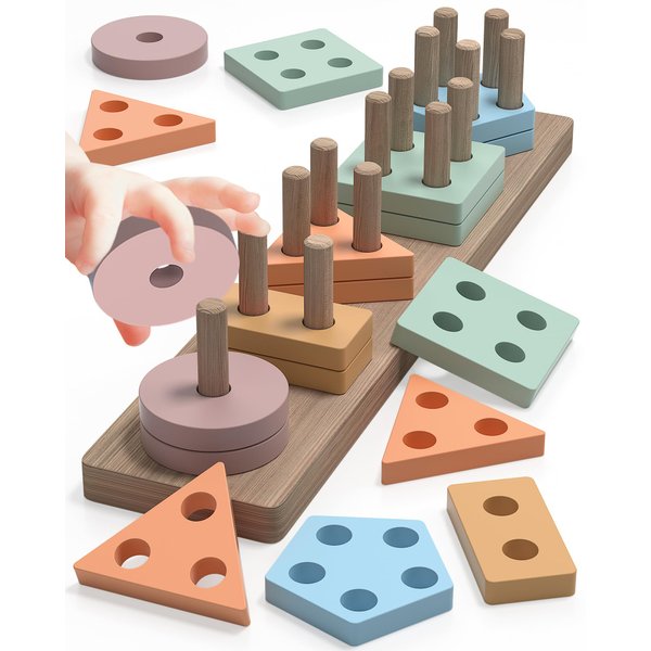 Zartores Montessori Toys for 1 2 3 Year Old Boys Girls, Shape Sorter Wooden Toys for Toddlers 1-3, Toddler Toys Age 1-2, 1 2 3 Year Old Girl Boy Gifts, Preschool Toddler Puzzles