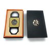 LP CIGARS Guillotine Cutter Elegant Stainless Steel Blade, Gold Zinc Alloy Metal with Black Patterned Brass (BLACK)
