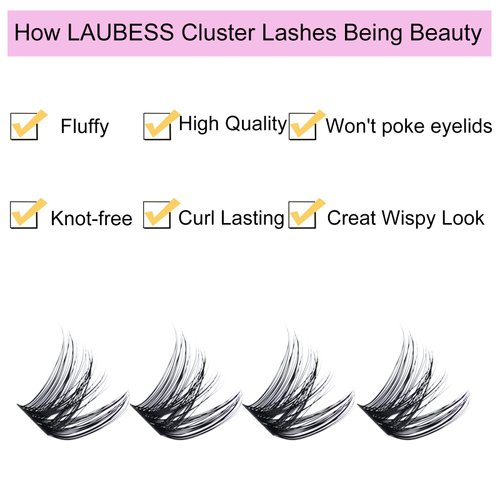 LAUBESS Individual Lashes, 120pcs Mink Fur False Eyelash, DIY Lash Extension Kit, Soft & Fluffy, Curl C & D, 0.05-0.10 Thickness, 9-18mm Length, Cruelty Free, Black