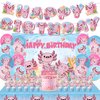 44Pcs Axolotl Birthday Party Supplies Include Happy Birthday Banner-Backdrop-Tablecloth-Balloons-Cake Topper-Cupcake Toppers for Axolotl Party Decorations