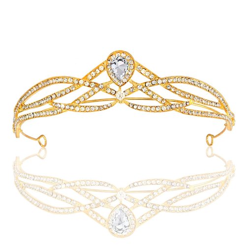 YADIRF Rhinestone Kids Girl Tiara Hair Band Bridal Princess Prom Crown Headband For Women Birthday Pageant Wedding Prom Princess Crown (Gold)