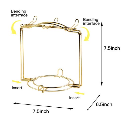 YOLIFE Tea Cups Display Stand, Disassemble Gold Coffee Cups Rack for Demitasse, Espresso Cups, Cappuccino Cup, Hold Up 6 Cups (200ML), 6 Saucers, 6 Spoon