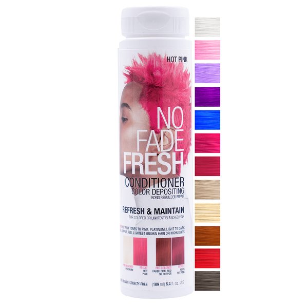 NO FADE FRESH Hot Pink Color Depositing Conditioner - Semi Permanent Hair Color with BondHeal Bond Rebuilder - Pink Hair Dye - Deep Conditioner Hair Mask 6.4 oz