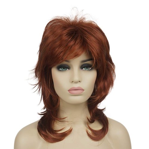 Lydell Long Soft Shaggy Layered Wigs Classic Cap Full Synthetic Wigs (130 Copper Red)