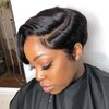 SUPERNOVA Pixie Cut Wigs for Black Women Human Hair Pixie Cut Bob Lace Front Wigs Human Hair 13x4x1 T Part Short Bob Wigs Side Part Glueless Wigs Human Hair Pre Plucked Straight Bob Wig Hair (6 Inch)…