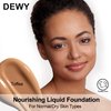 FV Waterproof Liquid Foundation, Dewy Finish Long Lasting Lightweight Medium Coverage Face Makeup for Normal & Dry Skin, Cruelty Free, Nourishing Toffee
