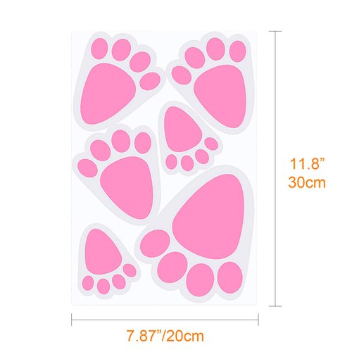 TUPARKA 12 Sheet 72 Pcs Easter Bunny Feet Bunny Clings Decals Stickers for Home Floor,Easter Party Decorations
