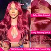 oisiyu 99j Burgundy Lace Front Wigs Human Hair 99J 13X6 HD Transparent Body Wave Lace Frontal Wigs 180% Density Glueless Pre Plucked with Baby Hair Wigs for Women Super Soft 26Inch