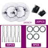 Hair Nets, U Shaped Hair Pins Set - 20 Invisible Elastic Mesh Nets, 50 Bun Maker Pins for Women, Girls, Ballet Dance, with 5pcs Hair Bands, Black