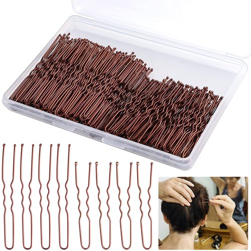 200Pcs 2.4 & 2Inches Hair Pins for Buns Hair Bun Pins Bun Hair Pins With Storage Box for Women Girls and Hairdressing Salon (Brown)