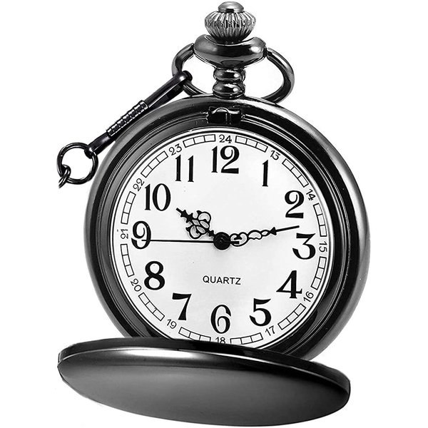 LYMFHCH Classic Smooth Vintage Quartz Pocket Watch, Arabic Numerals Scale Mens Womens Watch with Chain Christmas Graduation Birthday Gifts Fathers Day