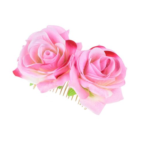 YADIRF 2 Pcs Women Rose Flower Hair Comb Bridal Jewelry Headpiece Hair Pin Clip Decor For Wedding, Party, Prom (Light Pink)