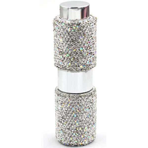 Bestbling Crystal Rhinestone Empty Portable spray bottle, Cosmetic Perfume Spray Bottle Spray Essential Oil Bottle Glass Perfume Bottle 15ML (Silver)