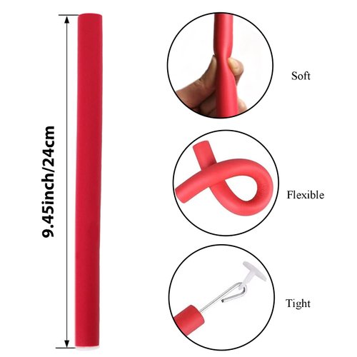 30pcs Flexible Curling Rods Flexi Foam Rollers Twist 9.45” Flex Foam Hair Curlers No Heat Twist Rods for Long Medium Short Hair (Diameter 2.0cm, 30rods)