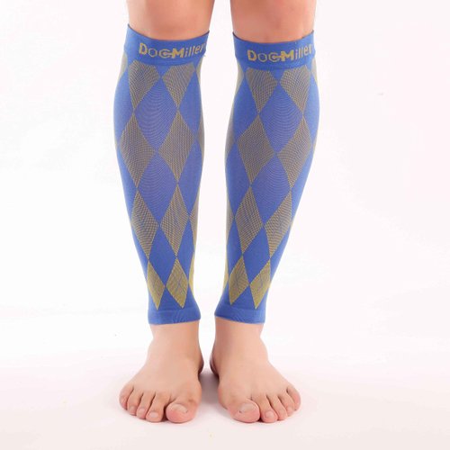 Doc Miller Premium Calf Compression Sleeve 1 Pair 20-30mmHg Graduated Support for Sports Running Circulation Recovery Shin Splints Varicose Veins (Ylw.Blue, S)