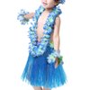 Hawaiian Leis Luau Tropical Headband Flower Crown Wreath Headpiece Wristbands Women Thicker Necklace Bracelets Hair Band For Summer Beach Vacation Pool Party Decorations Favors Supplies Set Blue