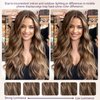ZGYAIR Clip in Hair Extensions,Long Wavy 7PCS 20 Inch Brown with Highlights Synthetic Hair Extensions Soft and Natural Hairpieces for Women