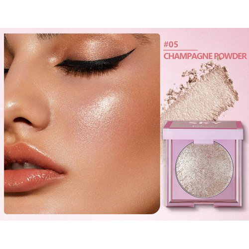 MAEPEOR Face Highlighter Palette 8 Colors Smooth Shimmer Highlighter Palette Longlasting Shiny Face Illuminator Highlighter Makeup (05 Champagne Powder)