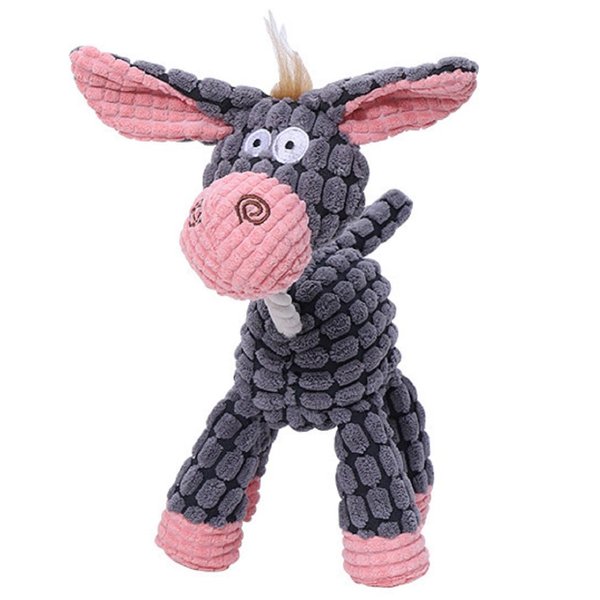 Feill Plush ChewToys with Squeakers, Cute Soft Dog Toys for Teeth Cleaning, for Indoor Puppies and Senior Pups, Plush No Mess Chew and Play (Grey Donkey)
