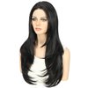 LLEI'Z 13x4 Short Kinky Straight Lace Front Wigs Natural Black Wigs Synthetic Lace Front Wig Middle Part Pre-plucked with Baby Hair Heat Resistant Hair Cosplay Daily Party Wigs Natural Looking 20 Inch
