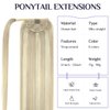 DOORES Hair Extensions Ponytail Extension Human Hair Balayage Ash Blonde Highlighted Platinum Blonde 18 Inch 80g Ponytail Extension Human Hair Straight Wrap Around Hairpieces Ponytail hair Extensions