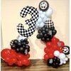 Kwuz 40 Inch Checkered Birthday Balloon Number 3 Boys Fast Three Birthday Decorations Race Car Racing Theme 3rd Birthday Party Balloons Decor Supplies Foil Mylar Black White